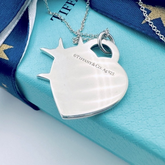 RARE Tiffany & Co. Return To Blue Enamel Bird Heart Charm Necklace w Packaging - Picture 5 of 10
